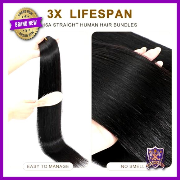 Straight Human Hair Extensions 20 Inch 3 Bundles Raw Remy Hair No Shedding main image 6